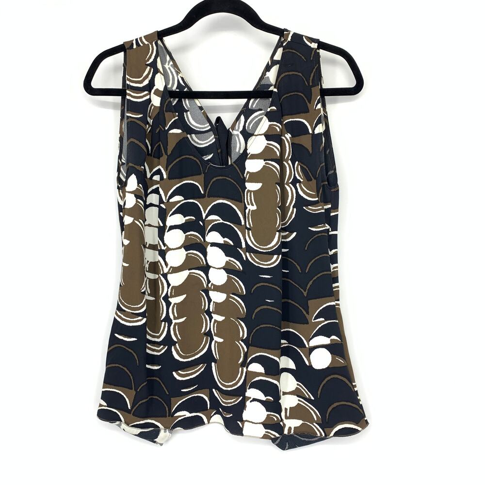 Marni Summer Tank Blouse Womens Size 38 US Sz 2 Abstract Print V-Neck Tie Back